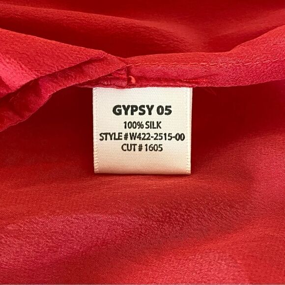 Gypsy 05 Red Tie Dye Cairo 100% Silk Embroidered Strapless Maxi Dress Sz XS - Picture 12 of 15